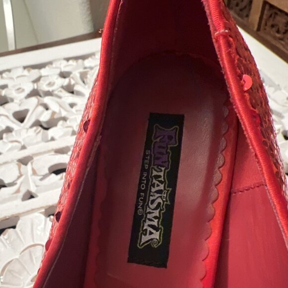 Funtasma Ruby Shoes Slippers Size 12 Red Sequin Bow Costume Heels - Picture 4 of 5